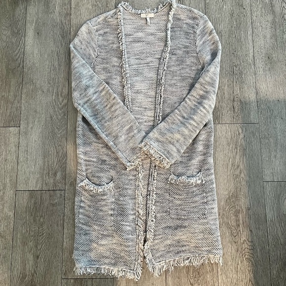 Joie Philisa Caviar Multi Knit Open Front Fringe Cardigan - Picture 4 of 8